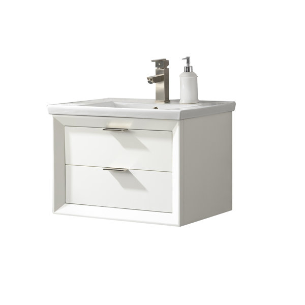 Everly Quinn Draven 24'' Wall Mounted Single Bathroom Vanity with